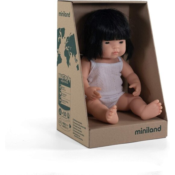 🆕Size of 15 Soft Body Black Hair Anatomically Correct Baby Doll Asian Girl - Picture 1 of 9